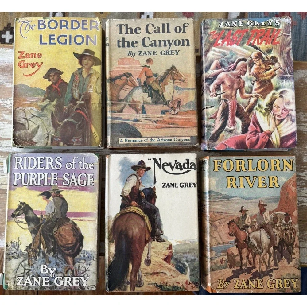 Vintage HCDJ western books Zane Grey cowboy Border legion Call of Canyon + 1940s